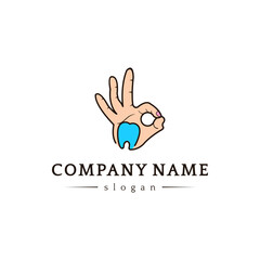 tooth logo with hand combination okay