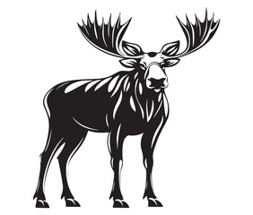 Moose silhouette, Moose illustration vector, American moose