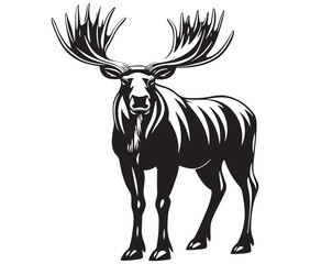 Moose silhouette, Moose illustration vector, American moose