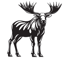 Moose silhouette, Moose illustration vector, American moose