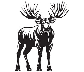 Moose silhouette, Moose illustration vector, American moose
