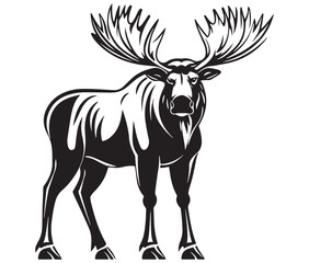 Moose silhouette, Moose illustration vector, American moose