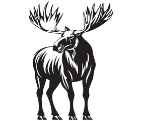 Moose silhouette, Moose illustration vector, American moose