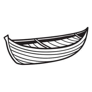 recommend clip art: wooden canoe boat line art vector illustration