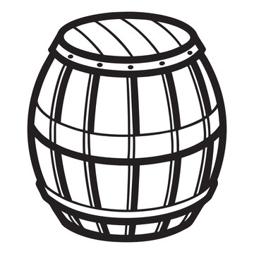 recommend clip art: Wooden barrel line art silhouette vector illustration
