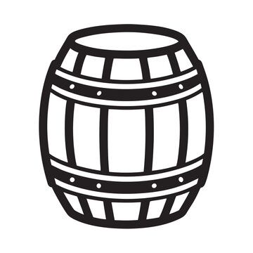 recommend clip art: Wooden barrel line art silhouette vector illustration