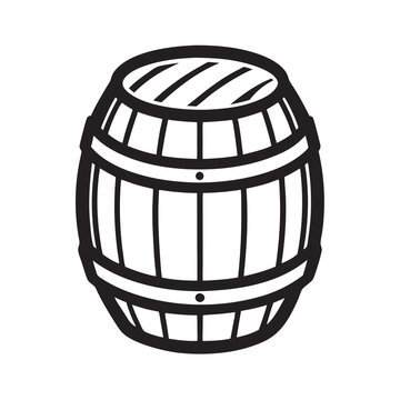recommend clip art: Wooden barrel line art silhouette vector illustration