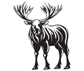 Moose silhouette, Moose illustration vector, American moose