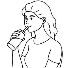 young-woman-drinking-soda-from-bottle-using-straw-