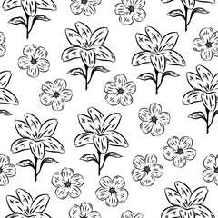 Flower pattern background. vintage flower pattern background. Floral decoration background. Flower Doodle pattern. Flower seamless pattern background.	
