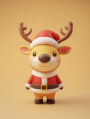 Fototapeta premium Christmas 3D cartoon reindeer isolated in the background