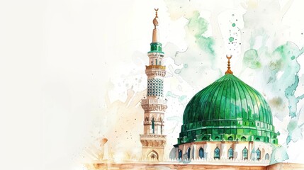 Watercolor Painting of a Mosque