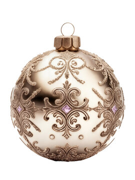 A  fancy gold Christmas ornament isolated on a png  background.