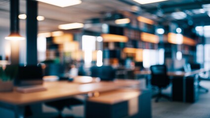 Fototapeta premium Blurred Office Background, Blurry Workspace