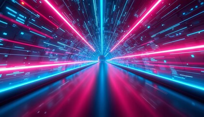Fototapeta premium Abstract Digital Data Tunnel Background: Showcasing Technology Progress and Network Capabilities