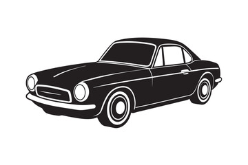 A vintage car silhouette vector,icon,logo illustration on white background.