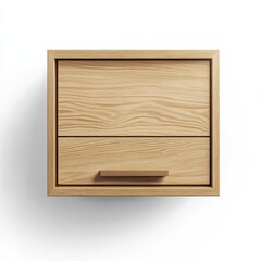 Naklejka premium A small wooden bedside table featuring two drawers and a simple modern design with a light wood finish, ideal for bedrooms or living rooms.