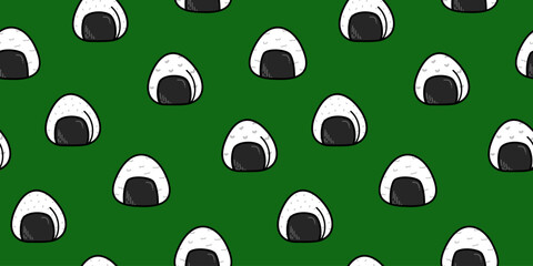 onigiri pattern background. Japanese food seamless pattern. onigiri rice balls illustration. Onigiri Japanese Food Pattern background. Japanese rice balls seamless pattern background.