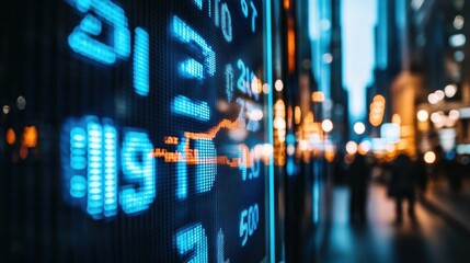 Close-up of digital screen showing financial news ticker with stock market charts, highlighting Federal Reserve comments' influence on market volatility.