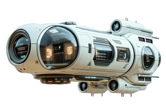 Sleek and futuristic spaceship design with advanced technology and aerodynamic features, perfect for sci-fi and space exploration themes.
