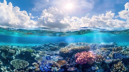 Fototapeta premium Underwater Paradise: A View of a Vibrant Coral Reef