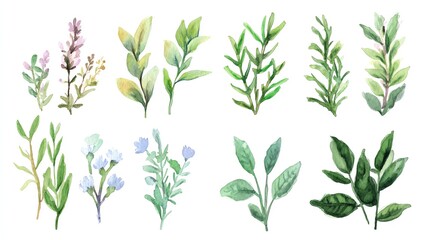 Watercolor Herb Infographics Informational charts