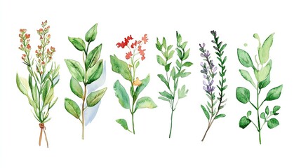 Naklejka premium Watercolor Herb Infographics Informational charts