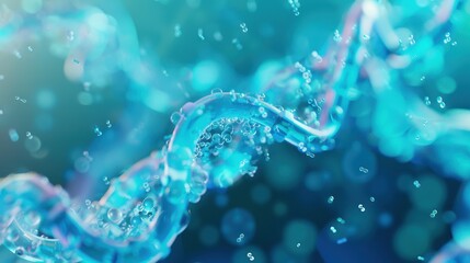 Innovative DNA Gene Research in Medical Biotechnology, exploring cell genetics and health technology, showcasing abstract blue molecules representing future medicine advancements.