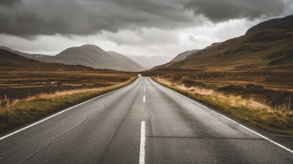 Fototapeta premium Empty Road Leading Through Mountains