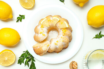 Tasty bake food concept - delicious lemon cake