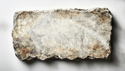 Fototapeta premium A old stone sign plate, cut out on white background. top view flat lay