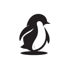 Obraz premium Penguin vector silhouette. Elegant logo icon of penguin. Penguin vector illustration black and white.