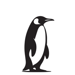 Fototapeta premium Penguin vector silhouette. Elegant logo icon of penguin. Penguin vector illustration black and white.