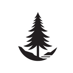 Pine tree vector silhouette. Pine tree logo, icon sign design. Evergreen tree illustration. Pine tree vector design isolated on white background.