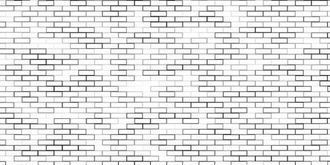 brick wall vector art simple outline design isolated white background, Seamless vector texture for continuous replicate. 