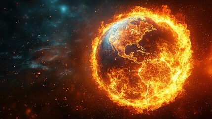 Burning Planet Earth   Global Warming  Climate Change  Fire  Disaster