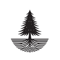 Pine tree vector silhouette. Pine tree logo, icon sign design. Evergreen tree illustration. Pine tree vector design isolated on white background.