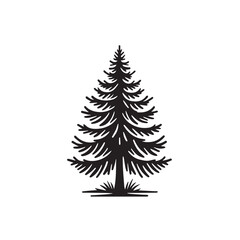 Obraz premium Pine tree vector silhouette. Pine tree logo, icon sign design. Evergreen tree illustration. Pine tree vector design isolated on white background.