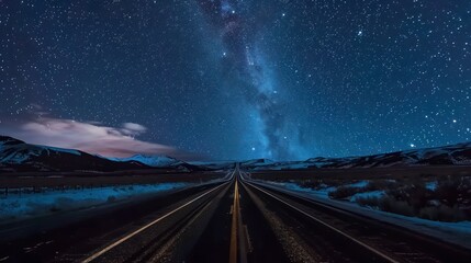 Night Road Under Milky Way