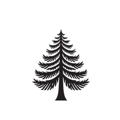 Pine tree vector silhouette. Pine tree logo, icon sign design. Evergreen tree illustration. Pine tree vector design isolated on white background.