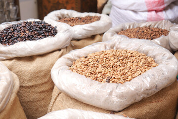 A bag of coffee beans selling at istanbul market 