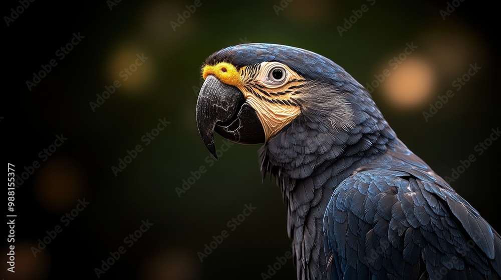 Wall mural close up portrait of a blue and gold macaw with yellow eye