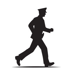 Policeman vector silhouette. Police officer logo, icon vector design isolated on white background. Policeman on duty vector illustration.