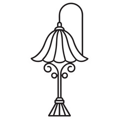 Tiffany lamp silhouette vector line art