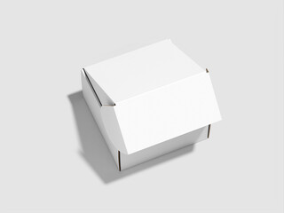 White Blank Square Cardboard Box Mockup 3D Render Isolated