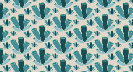 Organic seamless coral reef patterns, Vintage coral textures for backgrounds, wallpapers, textiles and fashion.