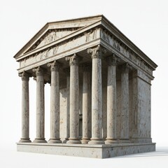 Fototapeta premium 3D Render of a Roman temple with a beautifully crafted entablature, on isolated white background