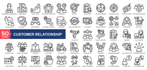  Customer Relationship icon collection Line Style