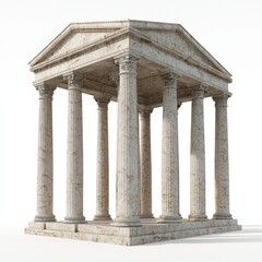 Fototapeta premium 3D Render of a Roman temple with a beautifully crafted entablature, on isolated white background