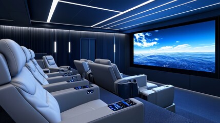 Modern Home Theater with Comfortable Seating and Screen